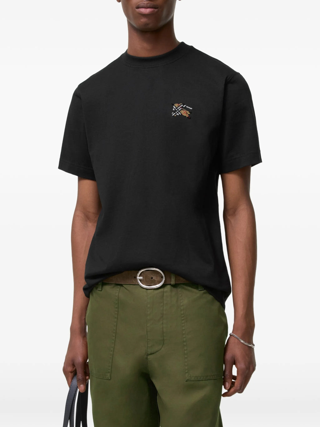 Black Seth Cotton Embroidered Logo T-Shirt