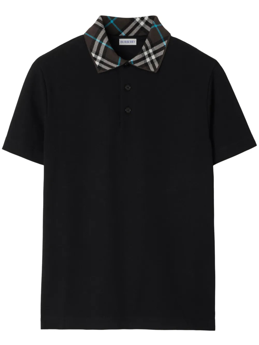Burberry Checked Collar Polo Shirt Black