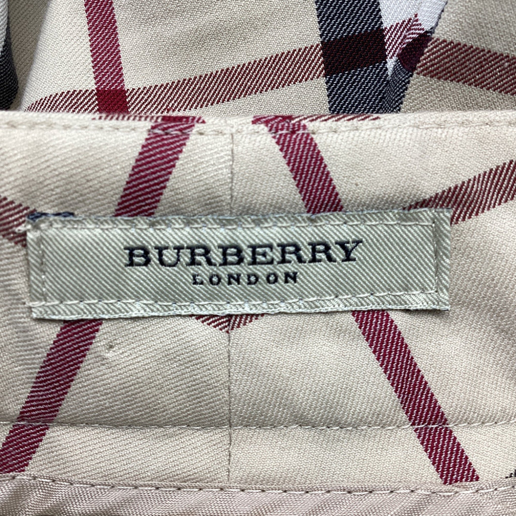 Burberry Vintage Check Flared Trousers in Beige Cotton