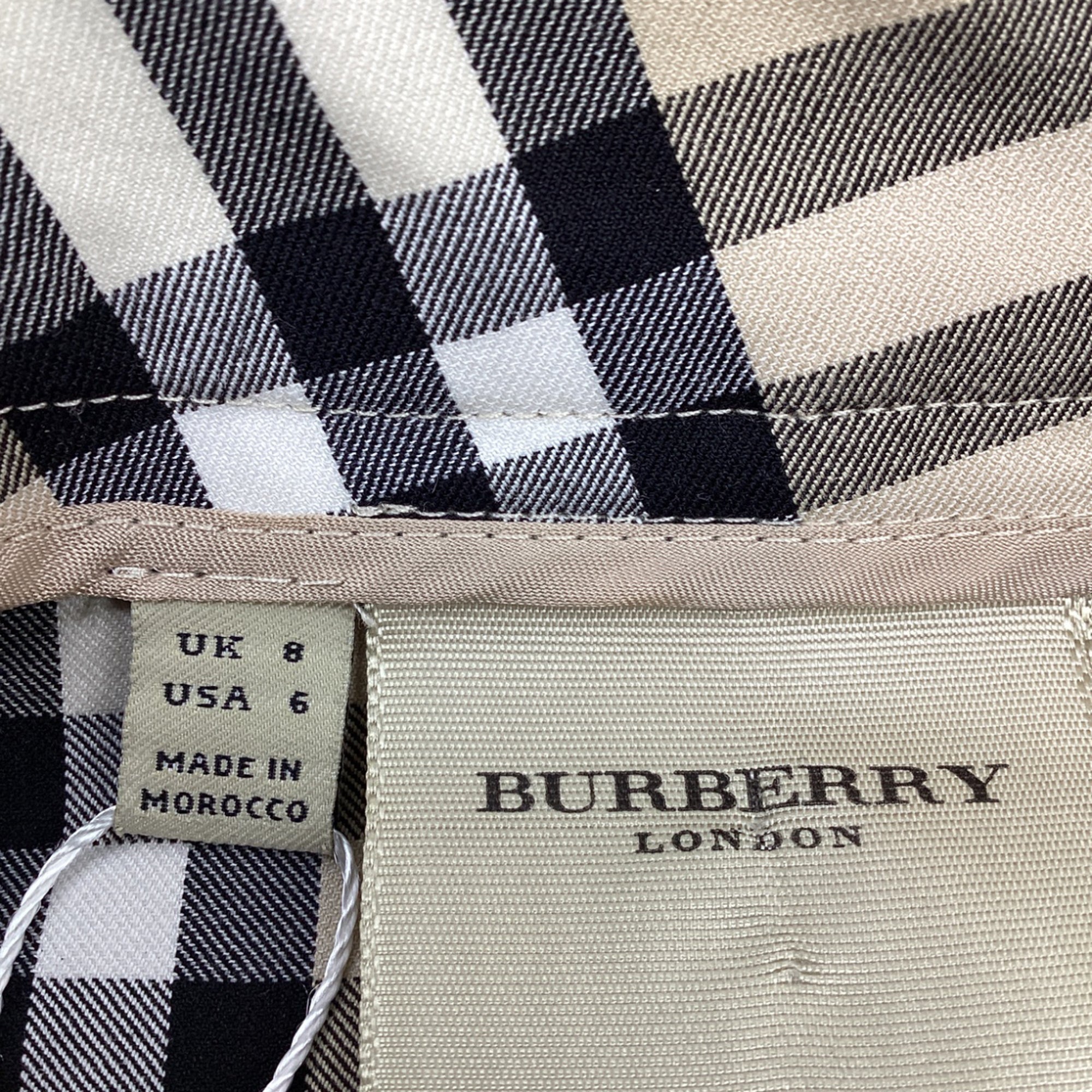 Burberry Vintage Check Flared Trousers in Beige Cotton