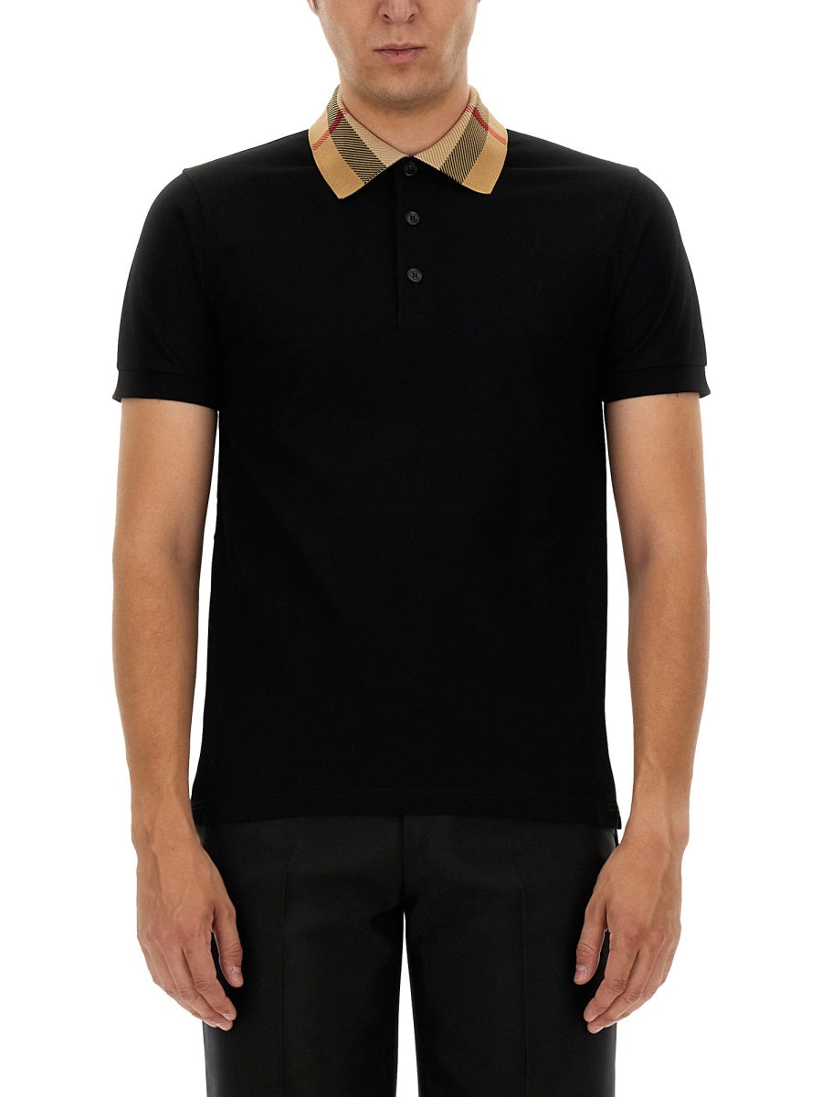 Cotton Plaid Collar Polo Shirt
