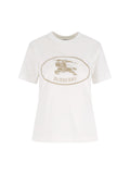 Crew Neck T-Shirt with Oversized Beige Logo