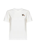 Burberry Women Chalk White Cotton T-Shirt With Knight Check