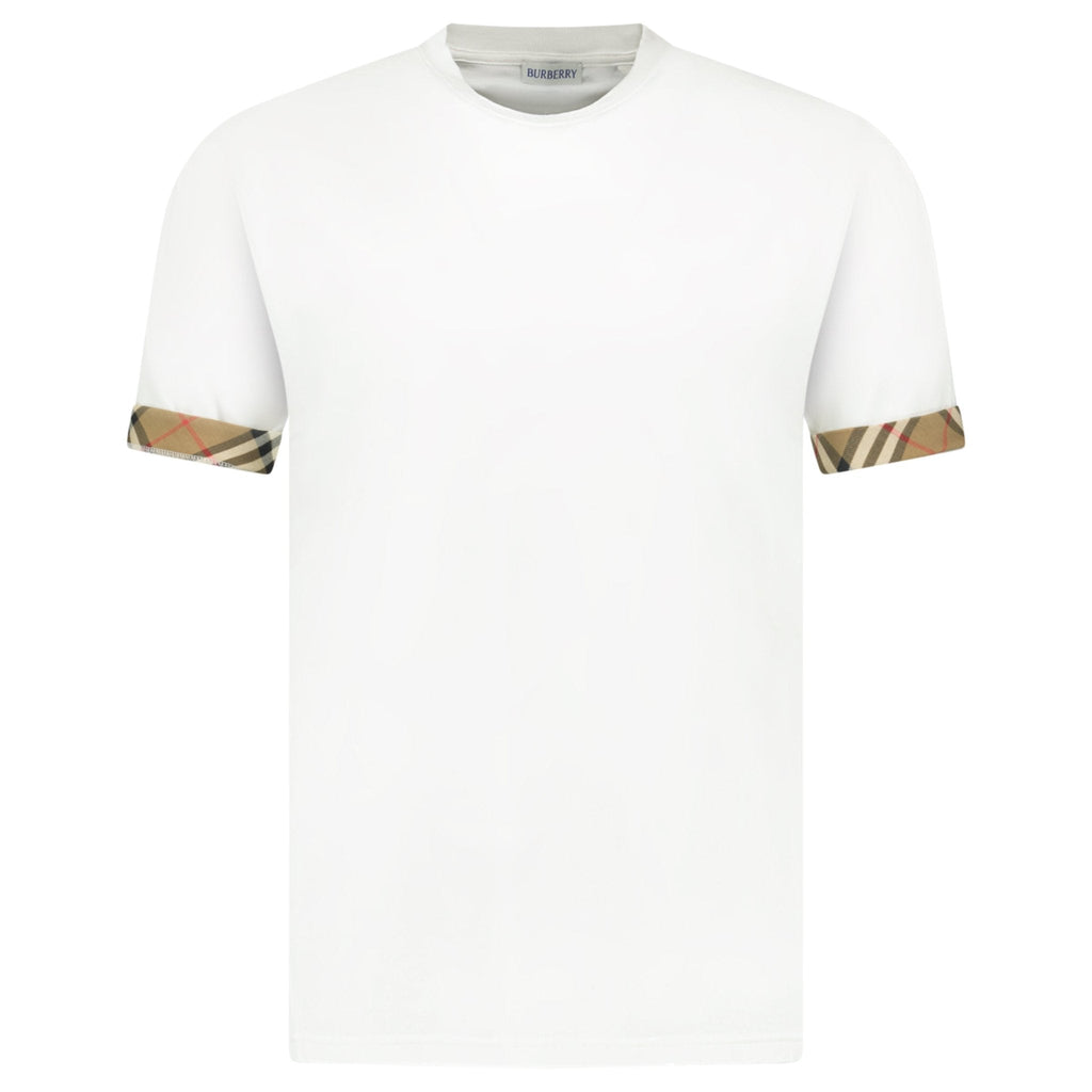 Burberry 'Ellison' Organic Cotton Check Sleeve White